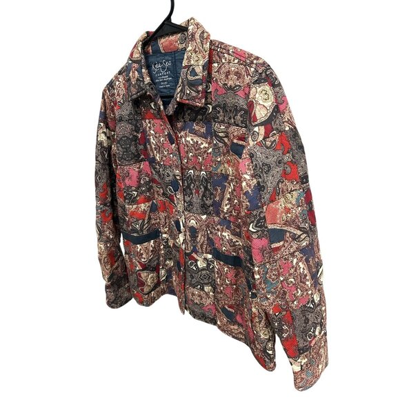 Kyla Seo LOLLI Anthropologie Multicolor Patchwork Button Up Jacket Pockets SZ S - Picture 3 of 9